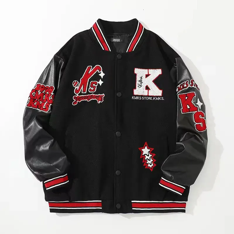 American Letter Embroidered Jackets And Coats Men Y2K Harajuku Hip Hop Baseball Uniform Unisex Casual Loose Jackets Tops Men 231229