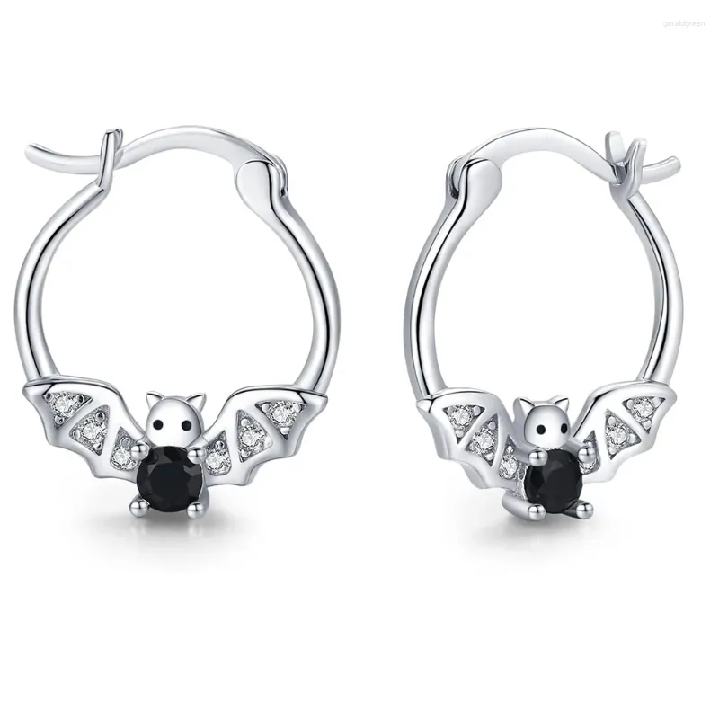 Boucles d'oreilles en forme d'animal chauve-souris, en cuivre plaqué argent, luxe, cristal noir, breloque à la mode, accessoires bijoux pour filles