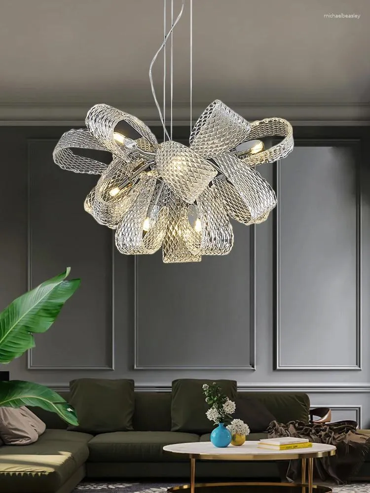 Chandeliers Modern Fish Scale Pattern Elegant LED Chandelier Lighting For El Lobby Villa Living Room Bedroom