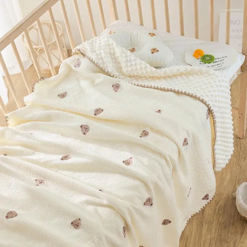 Blankets Konssy Baby For Unisex Boys Girls Super Soft Nursery Minky With Muslin Cotton Front And Dotted Fleece Backing