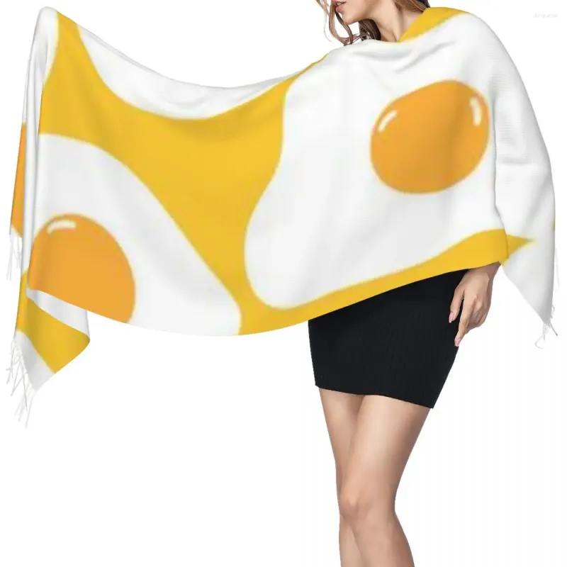 Scarves Autumn Winter Warm Fried Egg Pattern Fashion Shawl Tassel Wrap Neck Headband Hijabs Stole