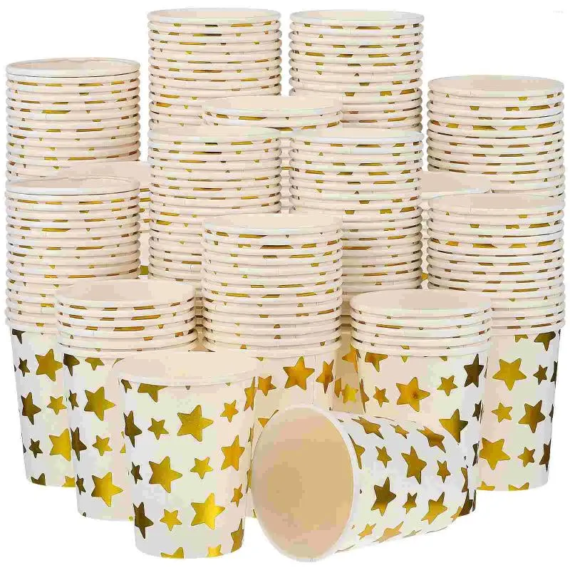 Disposable Cups Straws 100 Pcs Bronzing Paper Cup Gold Wedding Decor Drinking Star Tea For Party Coated Mugs