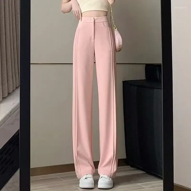 Women's Pants Narrow Wide Leg For Women 2024 Spring/Summer High Waist Slim And Drop Feel Floor Dragging Straight