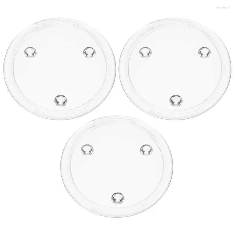 Candle Holders 3Pcs Glass Holder Clear Pillar Plates Round