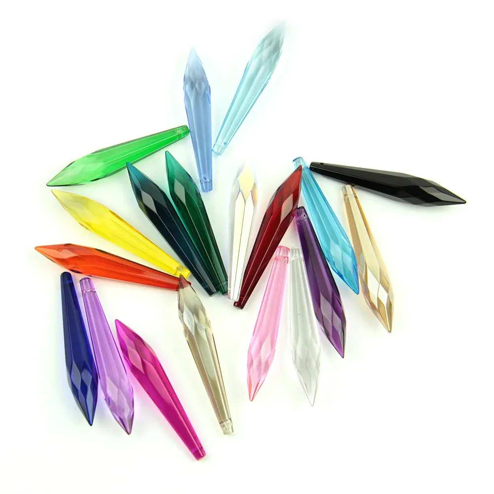 63mm 10pcs/50pcs/100pcs mixcolor class crystal multifacted multifacted ic-drop prism prism for lamp decor s 231229