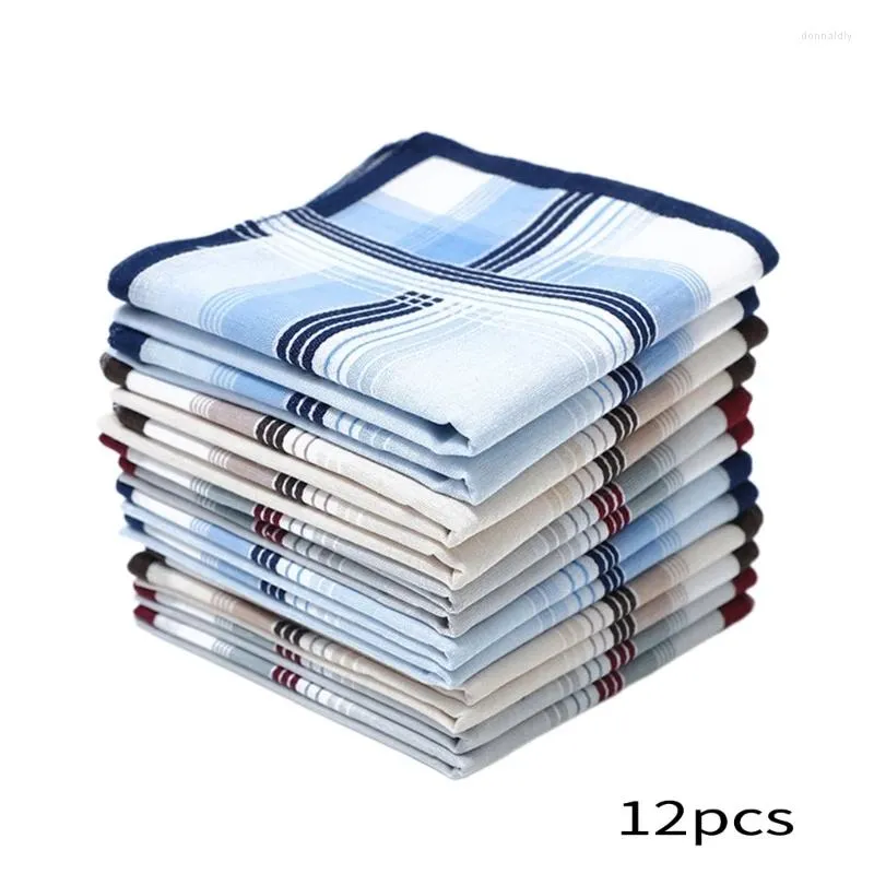 Bow Ties 12pcs 40x40cm Male Stripe Handkerchiefs Colorful Hankies Pocket Pattern Square For