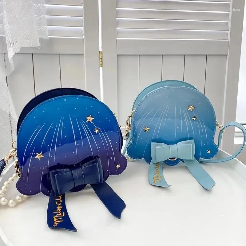 Sacs de soirée Xiuya Japonais Mignon Lolita Messenger Dreamy Creative Méduse Sac À Bandoulière Pour Femmes Perle Bow Rivet Contraste Couleur Bourse