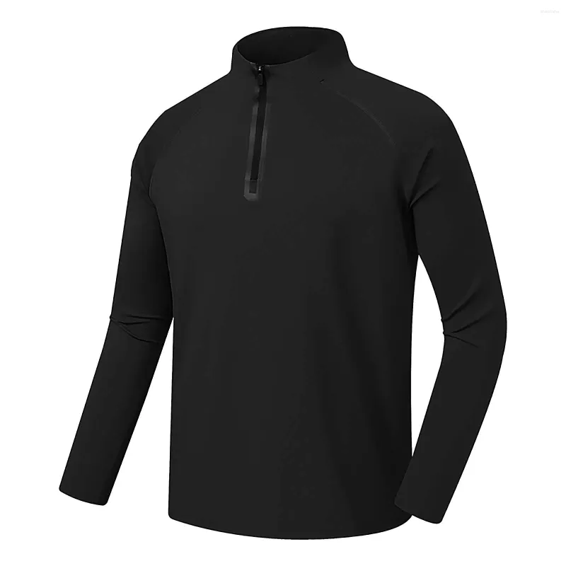 Herr t-skjortor halva zip t-shirt sport långärmad höst/vinter smal fit tee skjorta varm topp löpning t-shirts toppar y2k outwear