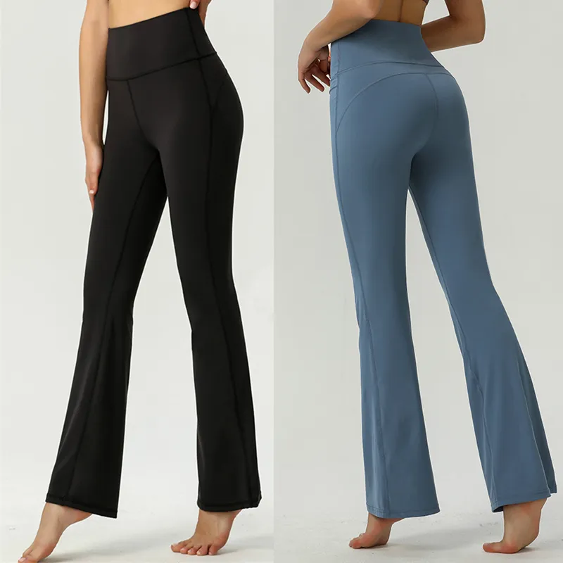 2024 LU LU LEMEN YOGA FLARE WOMENS WEAR WEAR SPORTS SPORTS SPORTS LADY'S PANTS LADYHIP LIFT TIGHT HIGH WAIST NUDE FITNESS PANTSジムレギンスヨガフレアパンツ