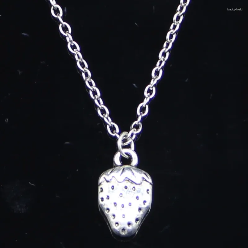 Chains 20pcs Fashion Necklace 17x10mm Two Sided Strawberry Pendants Short Long Women Men Colar Gift Jewelry Choker