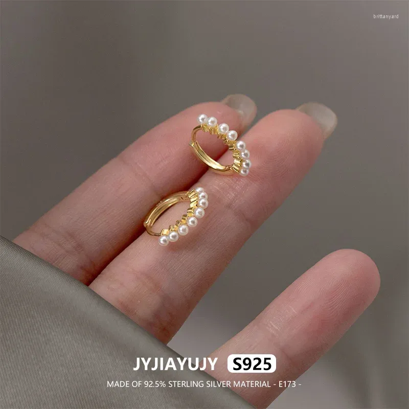 Hoop Earrings JYJIAYUJY Whole Original Sterling Silver S925 3mm Artificial Pearl In Stock Fashion Jewelry Gift E173