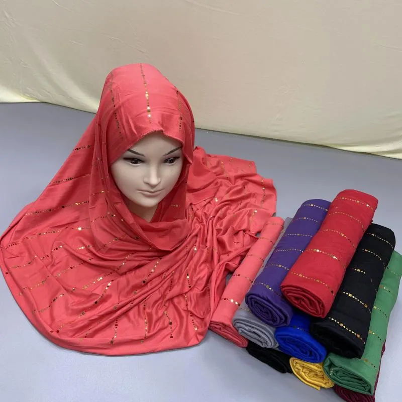 Roupas étnicas 12 PCS / 1 dúzia de mulheres africanas Nigéria Hijab cachecol muçulmano bordado sólido headtie lantejoulas dubai islâmico musulman cachecóis