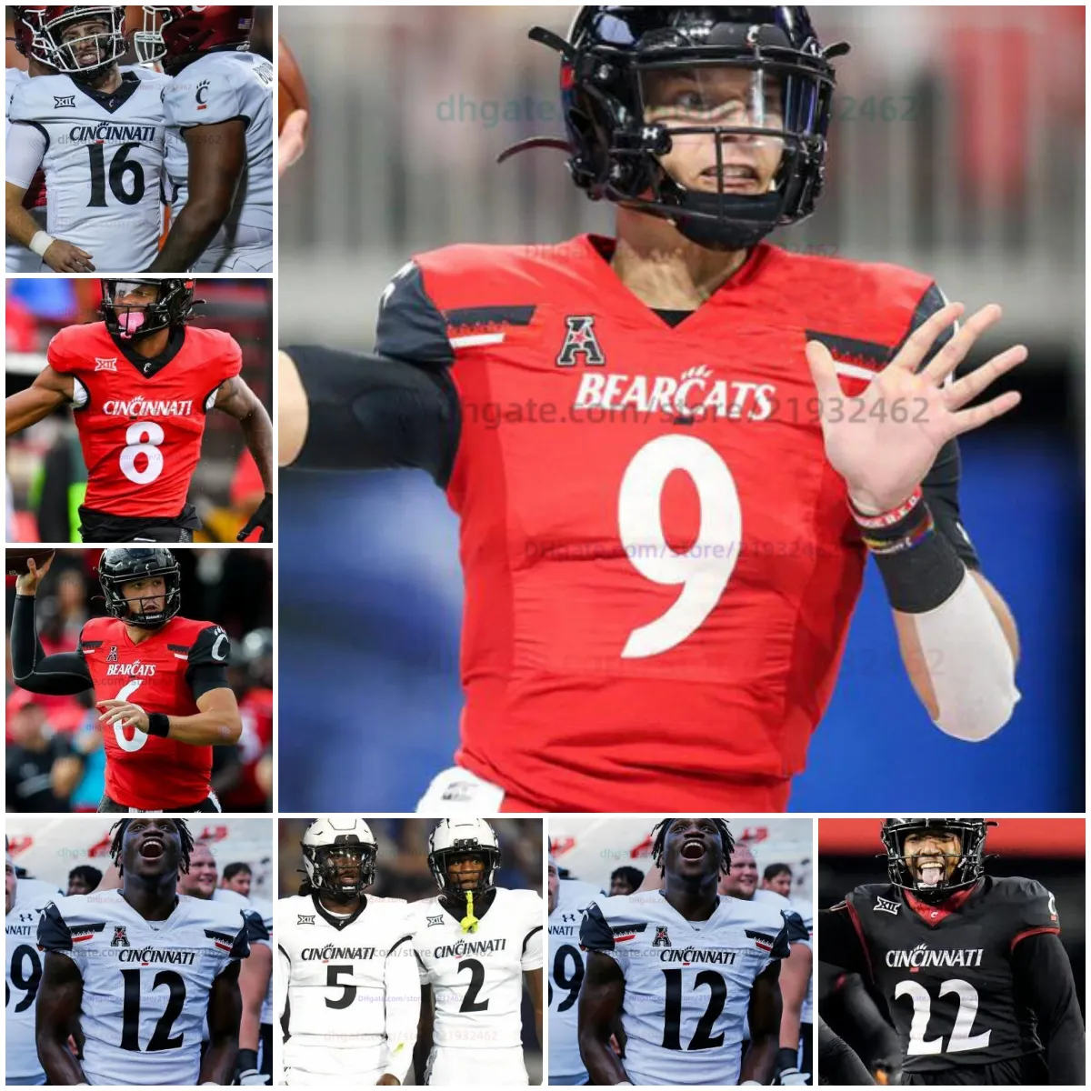 Personalizza Aaron Turner Maglia da football Cincinnati Bearcats College Trevor Carter Emory Jones Landon Fickell Desmond Ridder Michael Pitts Bryan Wright