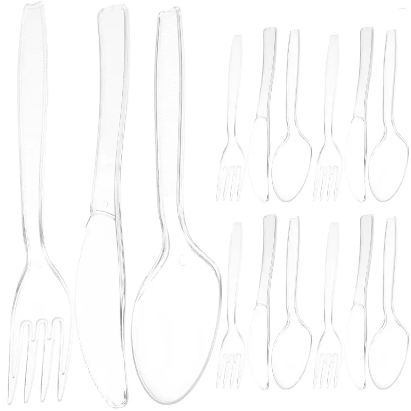 Fourchettes 50 ensemble couteau jetable fourchette cuillère coupe-fête cuillères Kit couverts en plastique serveur unique ustensiles de service