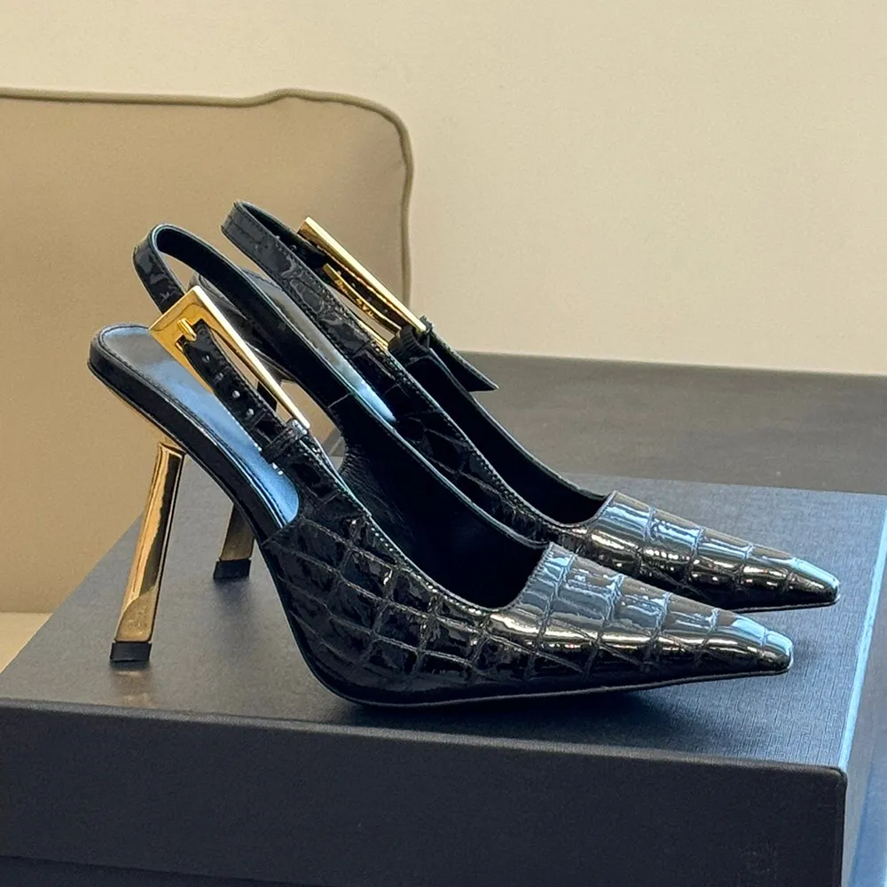 DHgate.com:Womens Polished Leather Slingback Pumps with