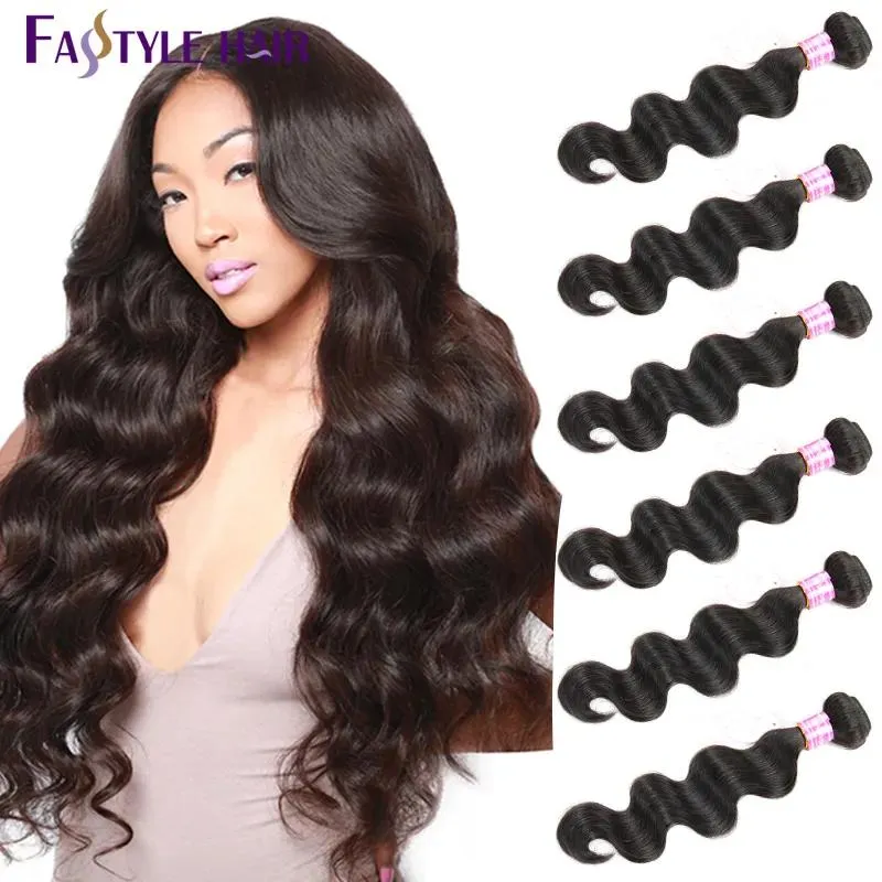 새로운 도착! Fastyle Brazilian Body Wave Hair Extensions 6 번들이 처리되지 않은 말레이시아 인디언 처녀 인간 머리 다발