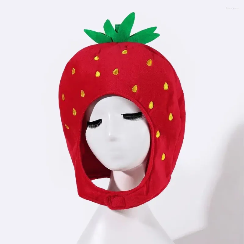 Berets Hat Strawberry Plush Fruit Cap Beanie Adult Party Cosplay Novelty Funny Beanies For Women Halloween