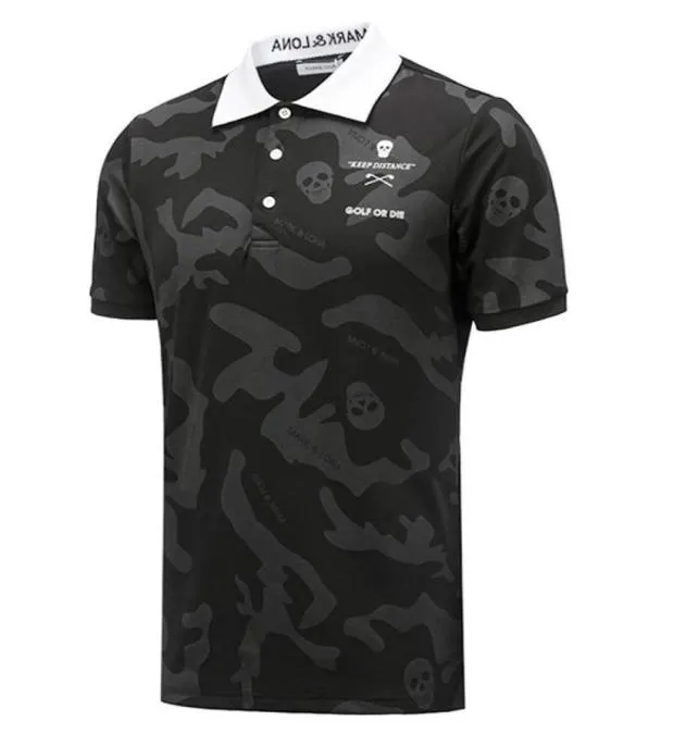 Abbigliamento da golf estivo Magliette a maniche corte da uomo Colori nero o bianco Tessuto mimetico Camicia polo sportiva per esterni 22060627244633431347