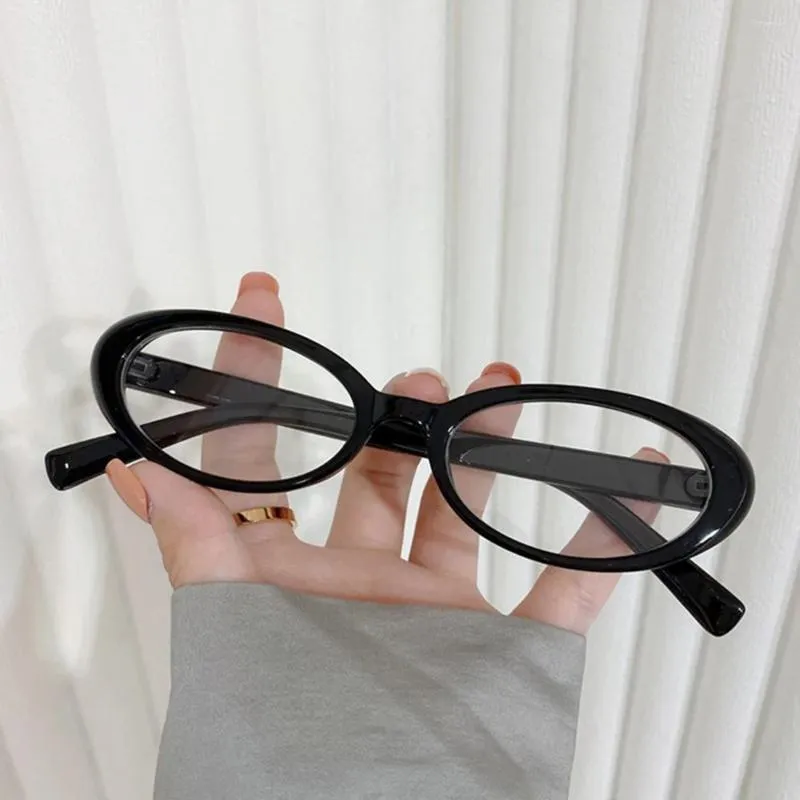 Lunettes de soleil Y2k coréen rétro noir ovale, monture pour femmes, joli Ins sans maquillage, lunettes pour hommes, mignon décoratif pour ordinateur