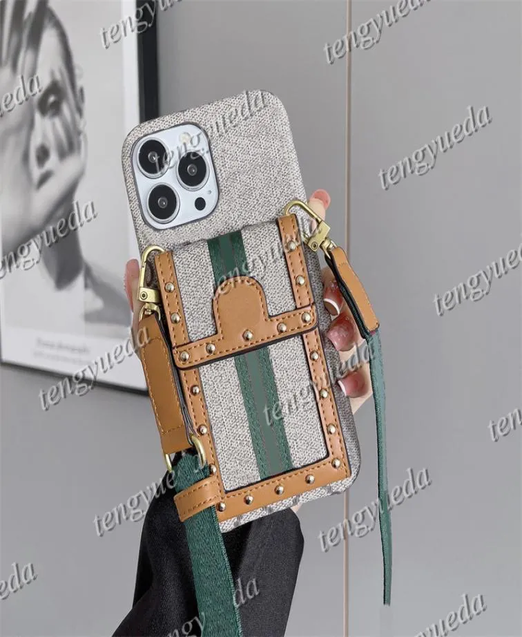 Fashion Designer Card Holder Phone Cases for iPhone13 iphone12 iphone11 iphone13promax iphoneXR iphoneXsmax Makeup mirror Handbag1574783