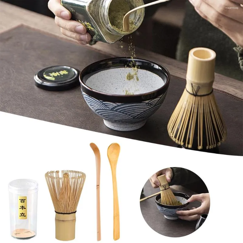 Conjuntos de chá 3 pcs conjunto de chá japonês ferramenta de bambu natural matcha batedor colher e colher chashaku s acessório