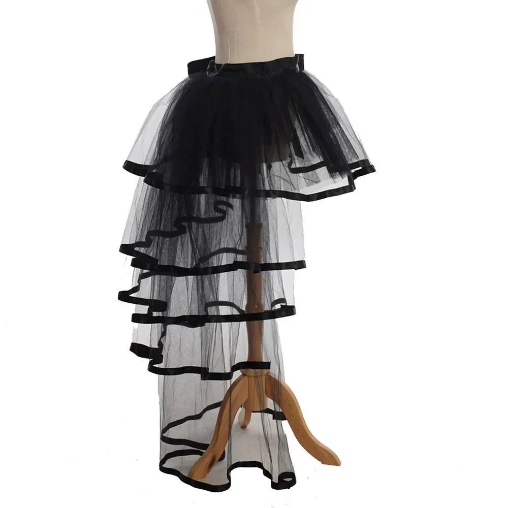 Kjolar kvinnor mesh tulle rörelse kjol steampunk viktoriansk parti tutu ruffle tiered kjolar dans scen prestanda klubbkläder