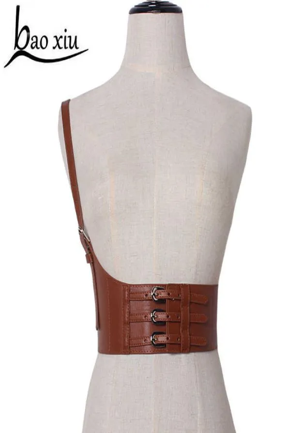 2019 Women039s Cintura larga in pelle elastica Cintura corsetto casual Spalline Decorazione Cintura in vita Abito da ragazza Bretelle Q06244157301