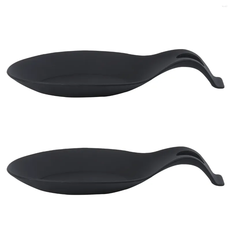 Conjuntos de louça 2 Pcs Utensílios Titulares Rack de Armazenamento Colher Tapete Preto Terno Chopstick Rest Pan Tampa