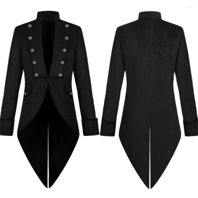 Trenchs d'hommes 2024 Steampunk Femmes Hommes Robe Médiévale Costume Velet Stand Col Tailcoat Gothique Vampire Cosplay Veste S-2XL