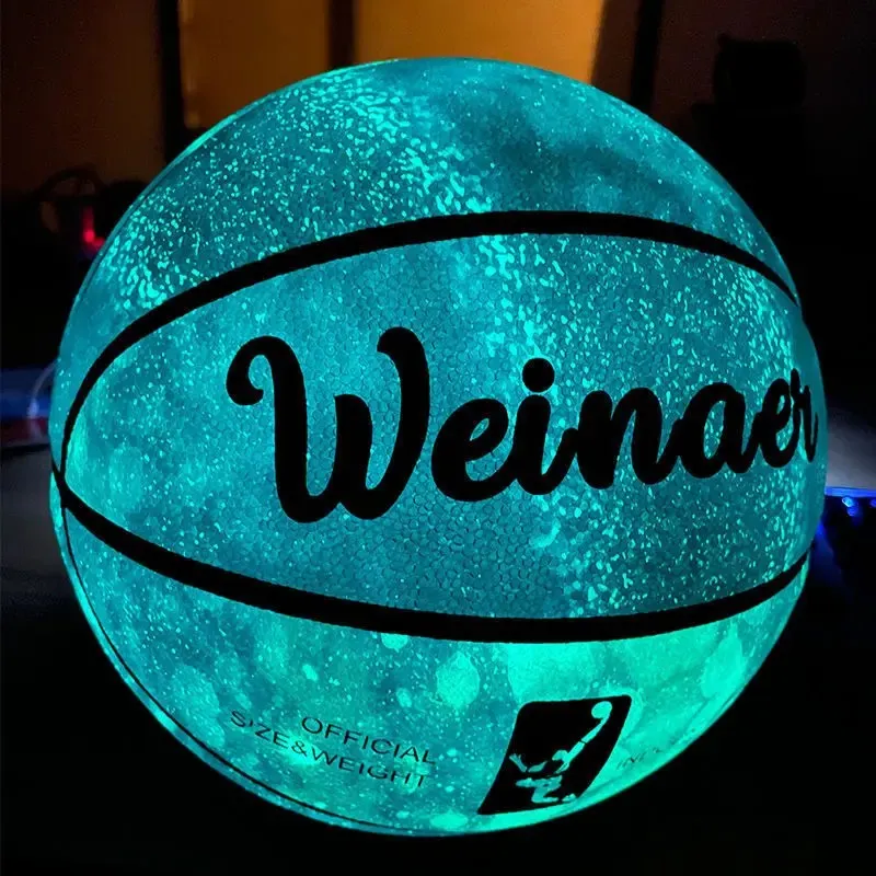 Karanlık Basketbolda Glow Düzenli boyut 7# Higroskopik Streetball Gece Oyunu Hediyesi için Basketbol Topu