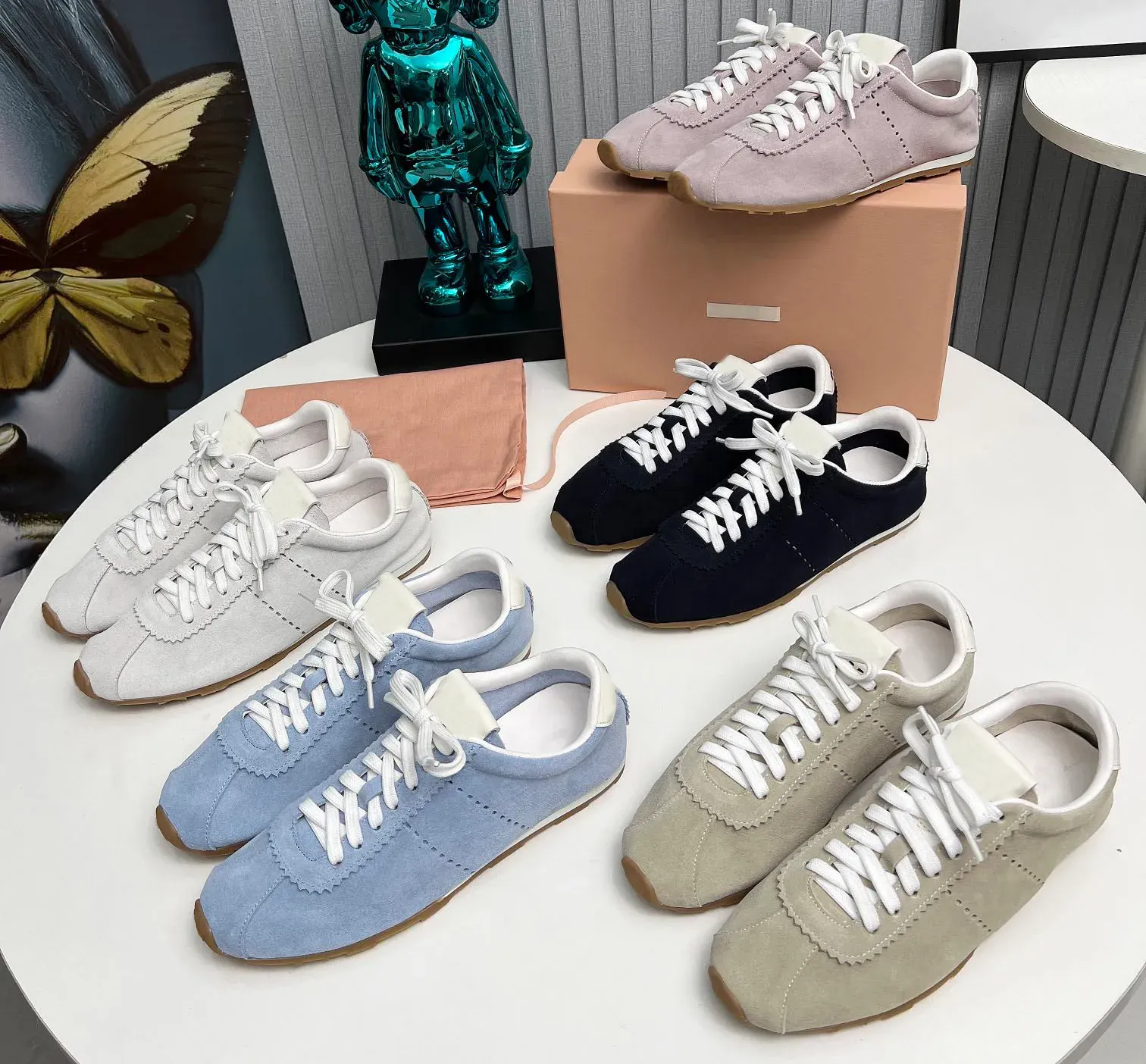 Miui Womens Best-Qualität-Designerin Sportschuhe Schuhe Casual Schuhe Sneakers Flat Schuhe Innen im Freien Freizeitschuhe nicht rutsch und bequem Größe 34-39