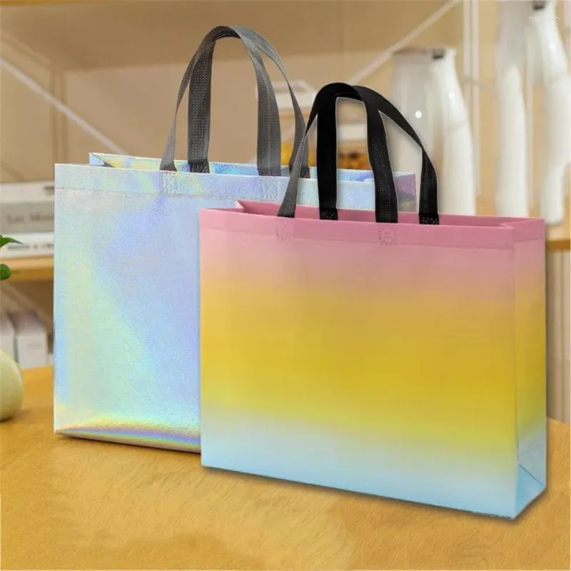 Shopping Bags Foldable Laser Bag Reusable Eco Tote Business Clothing Waterproof Fabric Non-woven Travel Storage Handbag