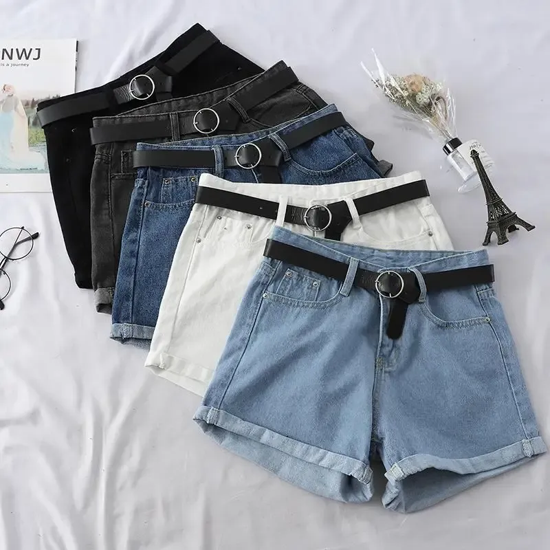 Mulheres denim shorts verão 2021 novo coreano solto perna larga versátil magro cintura alta calças quentes feminino sexy curto