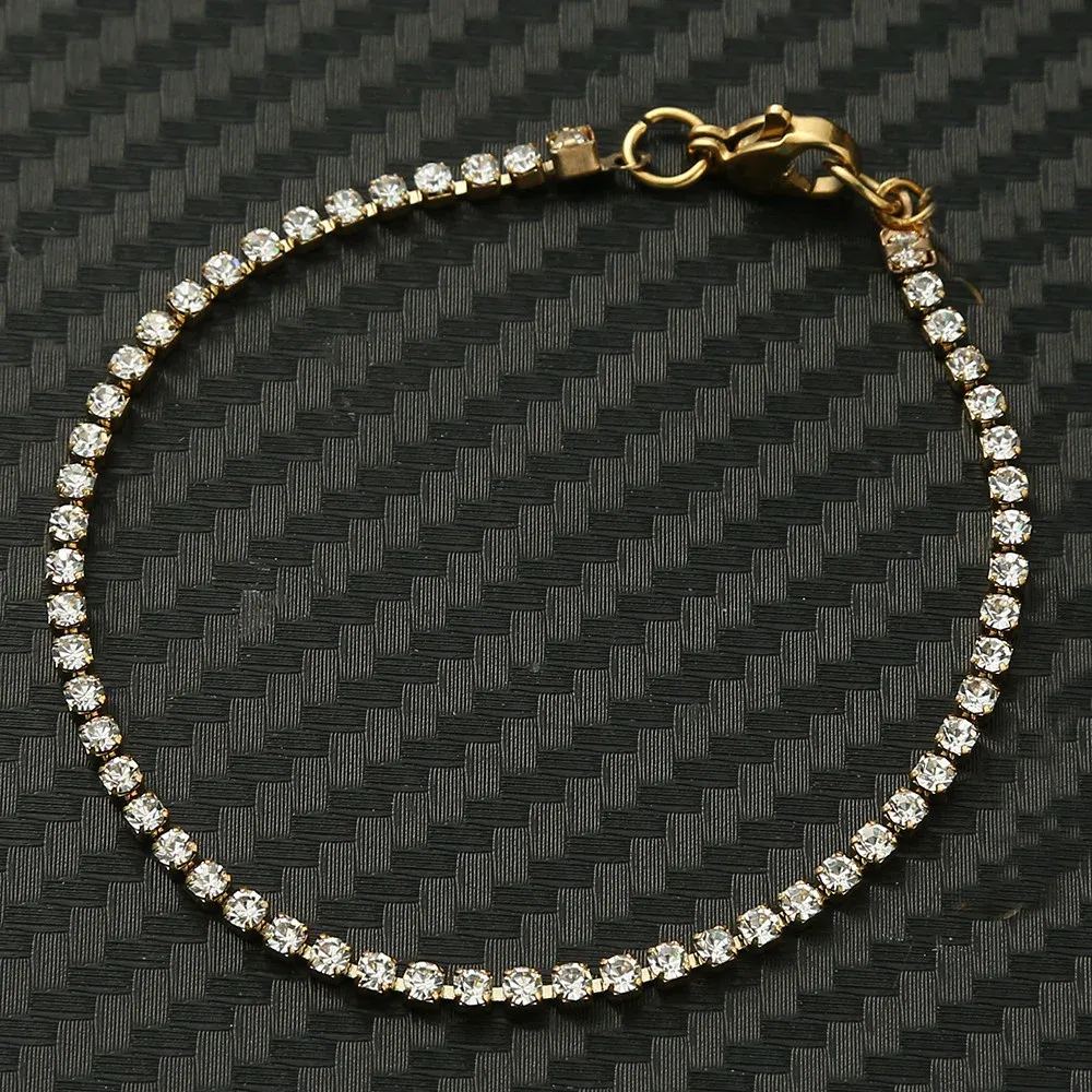 Ny mode tenniskedjearmband kvinnlig 18/21 cm gyllene färg 14k gul guld kubik zirkoniums med armband för kvinnliga smycken