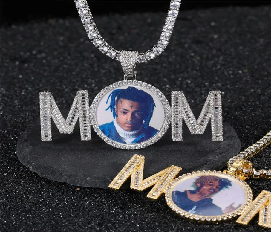 MOTHER039S DAG Gift Mom Custom PO Memory Necklace Pendant Gold Silver Plated With Rope Tennis Chain7209153