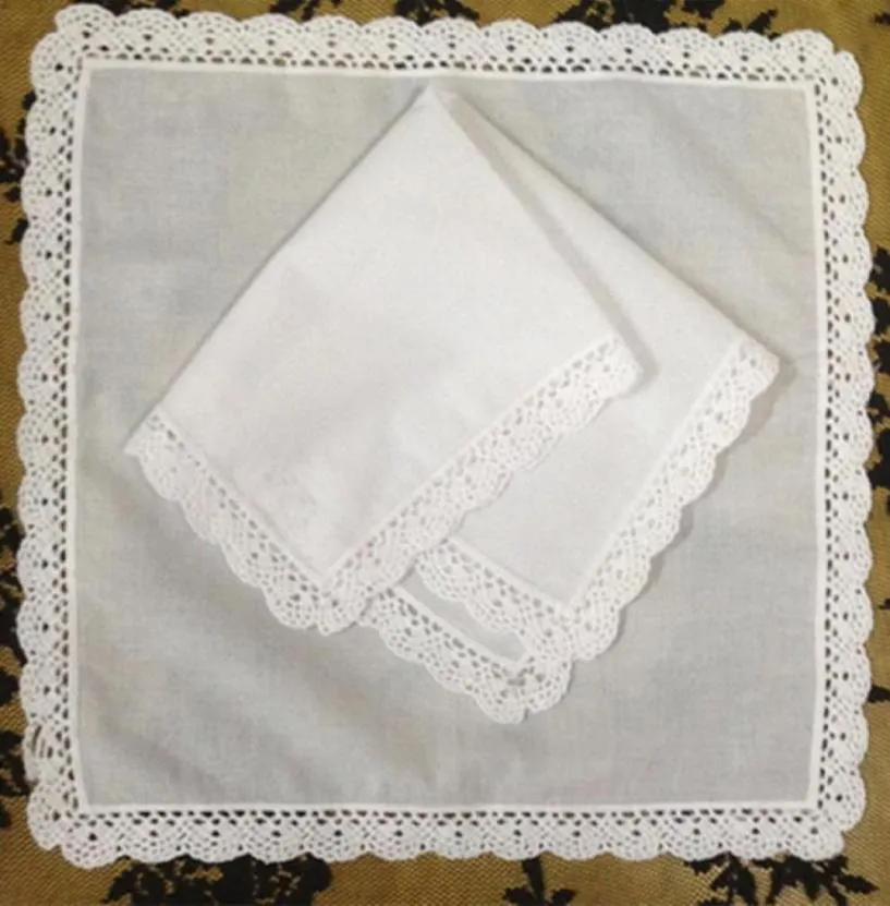 Ensemble de 12 textiles de maison mouchoir de mariage 3030CM coton dames Hankies adultes femmes Hanky cadeaux de fête brodé Crochet dentelle25333204