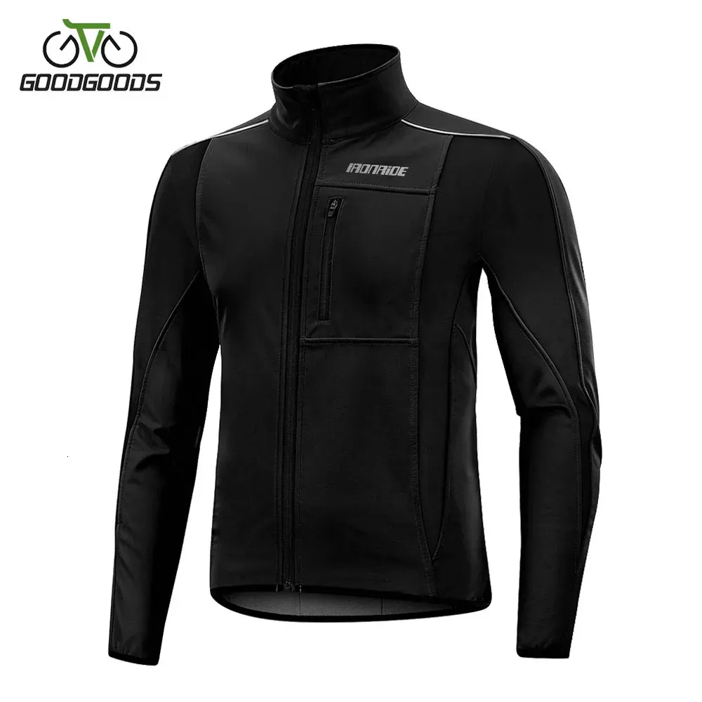 Winter Thermal Fleece Cycling Jacket Bicycle Jacket Autumn Windproof Reflective Riding Jersey Windbreakers Coat240102