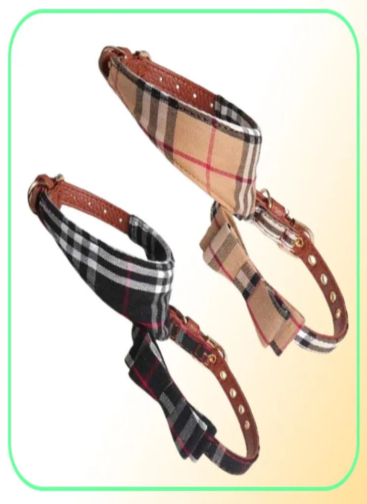 Fashion Dog Collar och koppel av högsta kvalitet med Bow Dog Triangle Handduk TILL GRAST METAL BUCKLE LITA DOGCAT COLT PET ACCCIDOR2419159