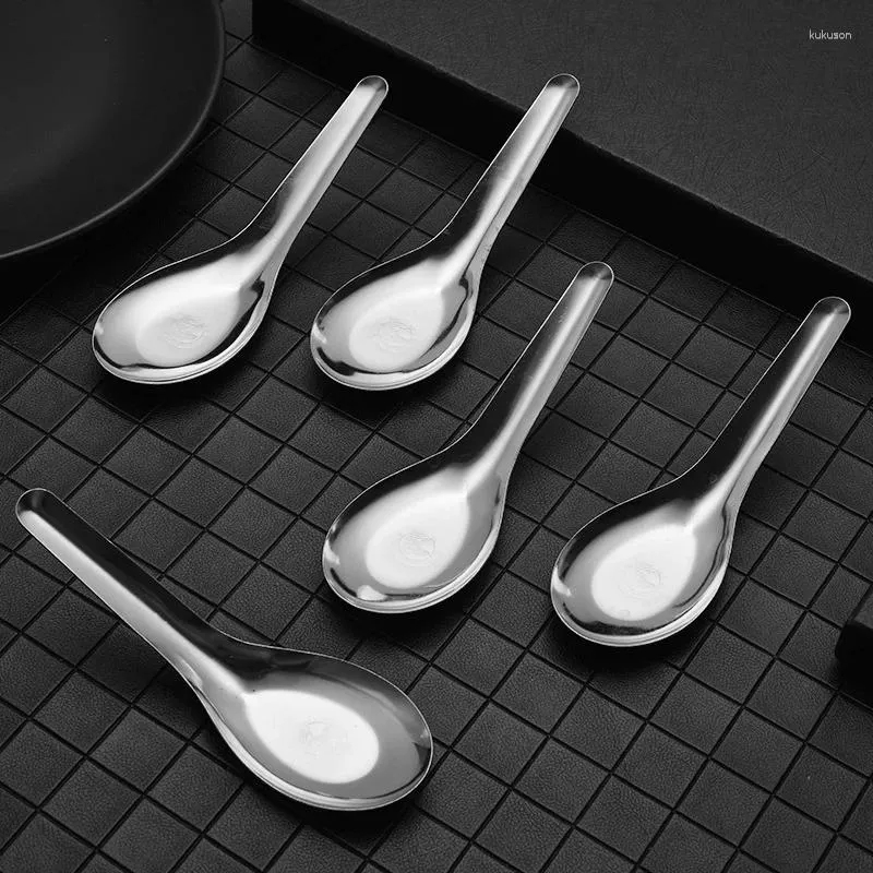 Misurini da tè 5 pezzi Cucchiai da zuppa in acciaio inossidabile Cucchiaio da dessert argento Posate Riso Cena Cucina di casa Stoviglie Utensile da cucina