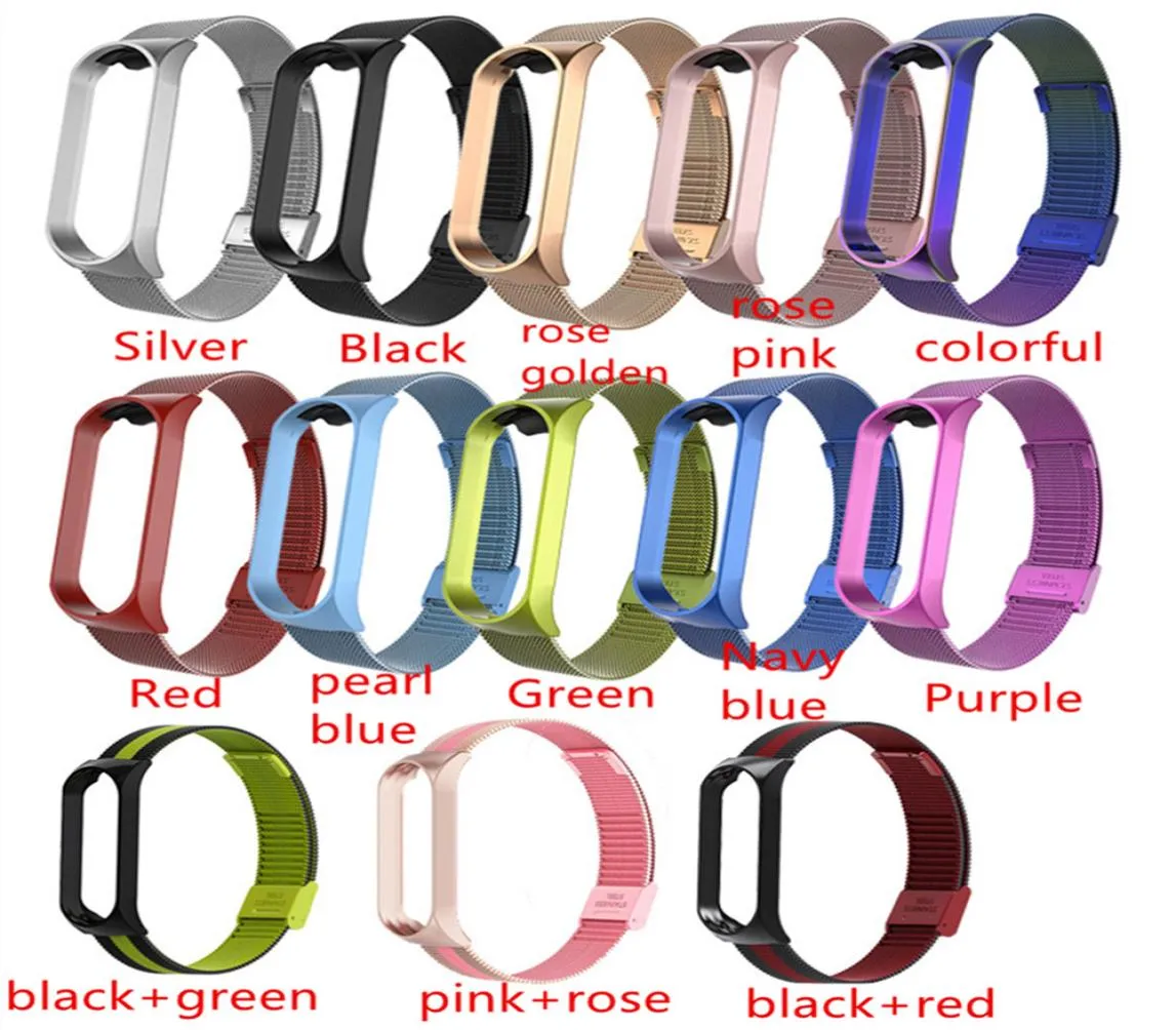 Bracelet milanais pour Xiaomi Mi Band 3 4, Bracelet en métal, acier inoxydable, MIband pour Mi Band 4, 13 couleurs, 8024978