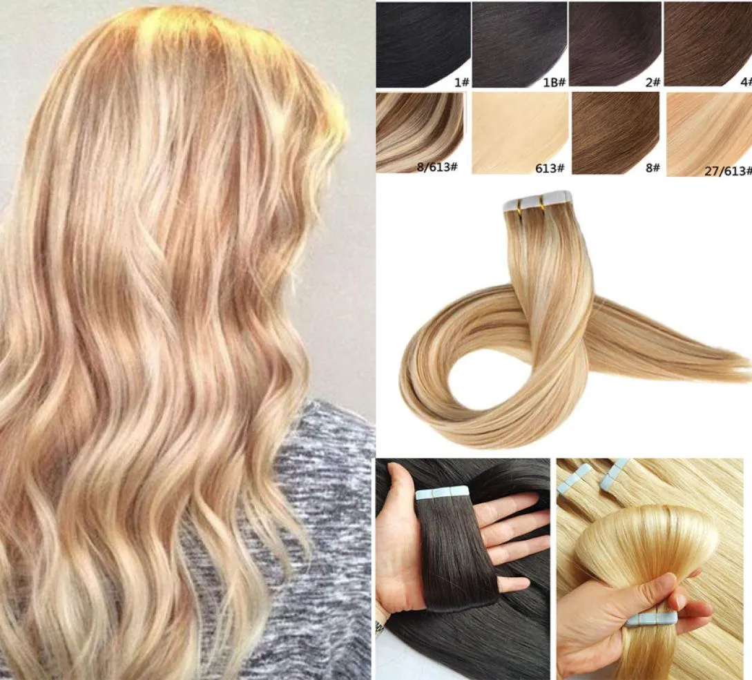 머리 확장 테이프 부드러운 스트레이트 피부 씨프 remy human hair professional tape on hair extensions 1424 인치 인치 8691247