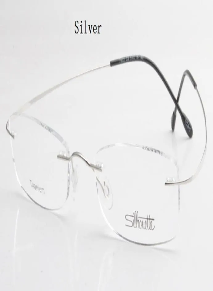 Luxurybrand Silhouette Titanium Rimless Optical Glasses Frame Inga skruvrecept glasögon med Bax 7866680