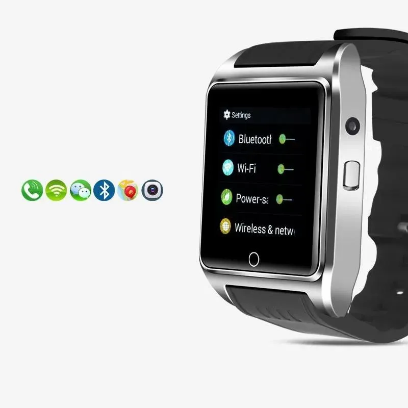 Смотреть Wi -Fi Smart Watch 512MB/4GB с Facebook/Twitter/WhatsApp Bluetooth 4.0 Smart Wwatch с камерой SIM -карта с камерой.