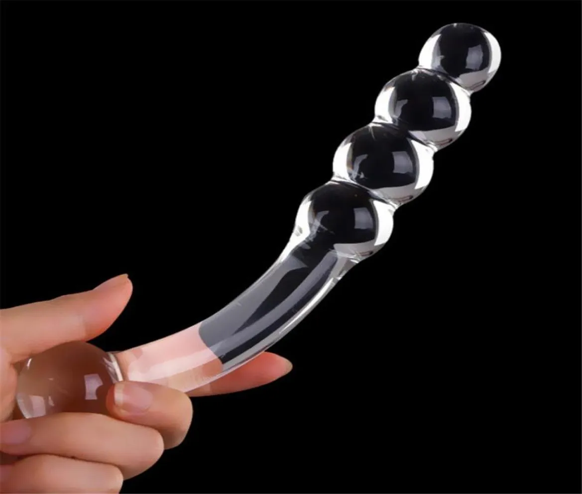 Doppie teste vibratori di cristallo giocattoli del sesso di vetro pene falso pyrex dildo donne uomini masturbazione anale butt plug7129947