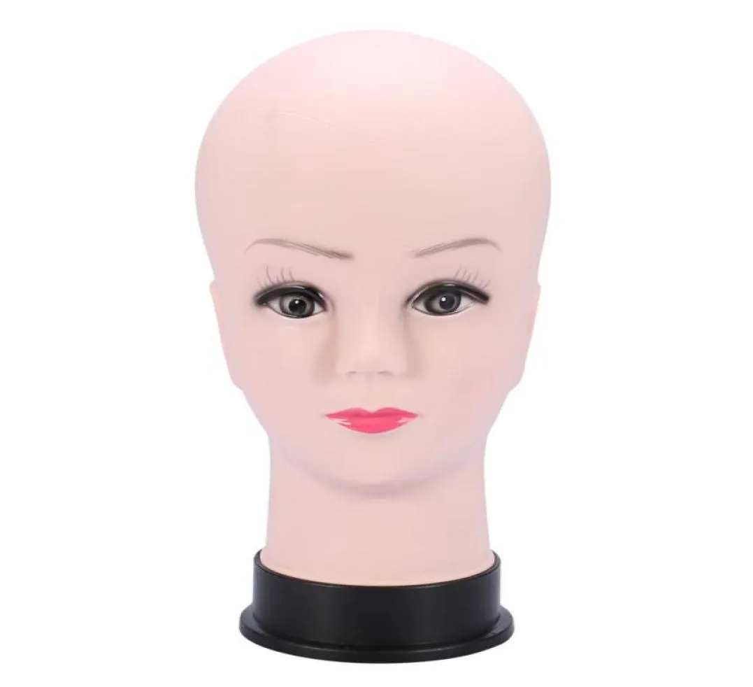 PVC Mannequin Head Model tool Female Wig Making Hat Display With Base Eyelash Makup Practice Traning Manikin Bald Head Models4755478