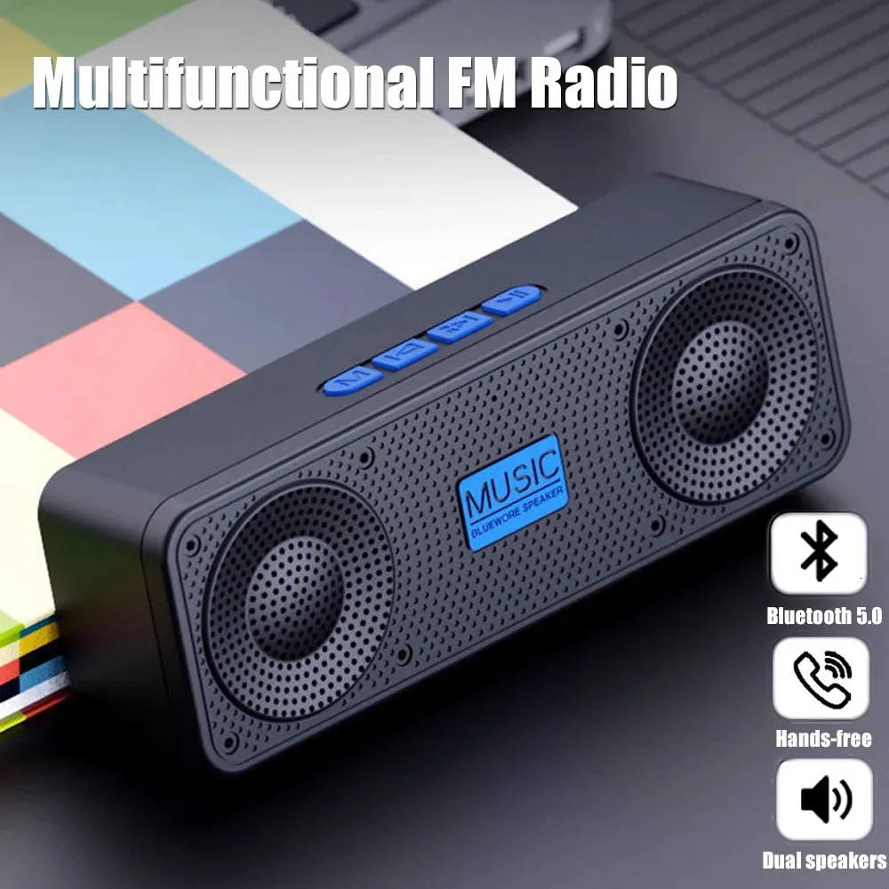 Portable FM Radio Wireless Bluetooth5.0 TWS Speaker Mini Mp3 Music Player Support TF Card U Disk Aux Spela Handsfree Call 240102