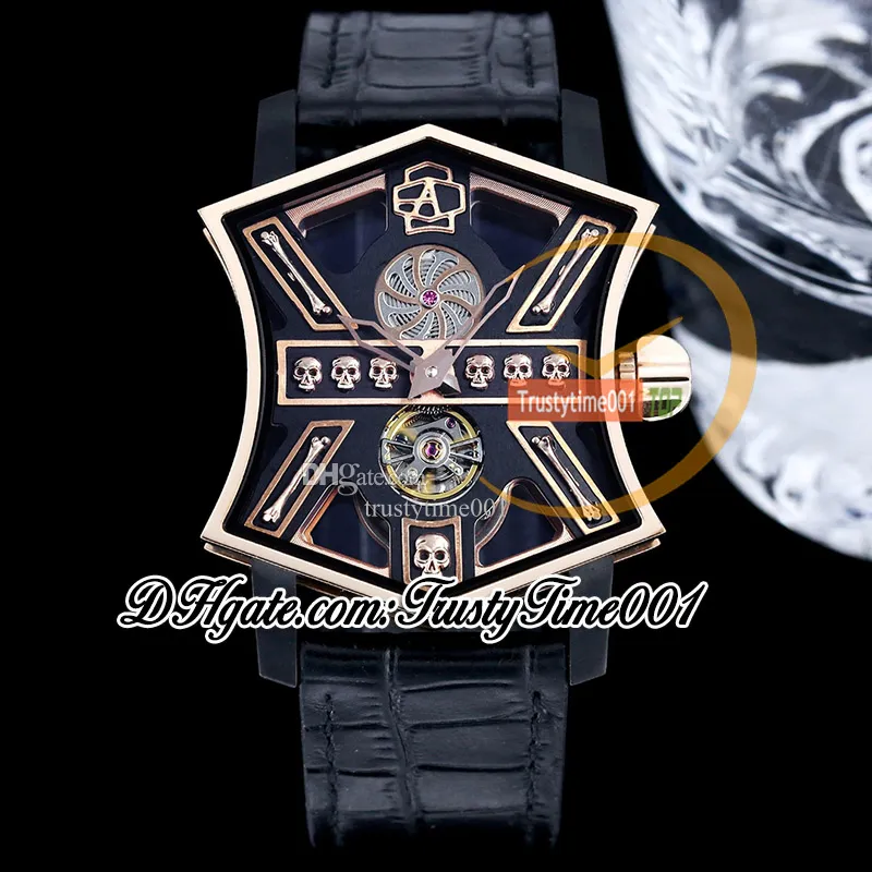 독특한 창의성 사운드 Cumbere Tourbillon Japan Miyota 자동 남성 시계 기타 X-Keel 다이얼 스테인레스 케이스 가죽 스트랩 Relojes TrustyTime001 시계