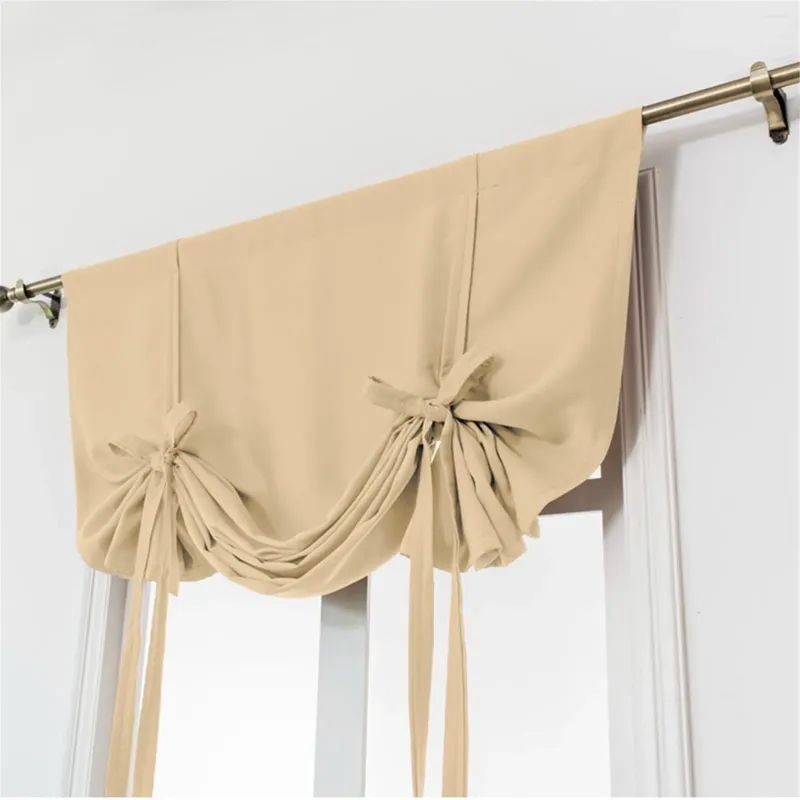 Curtain 1PC Roman Beige Tie Up Curtains For Kids Room Small Windows Thermal Insulated Window Shades Bathroom Kitchen Rod