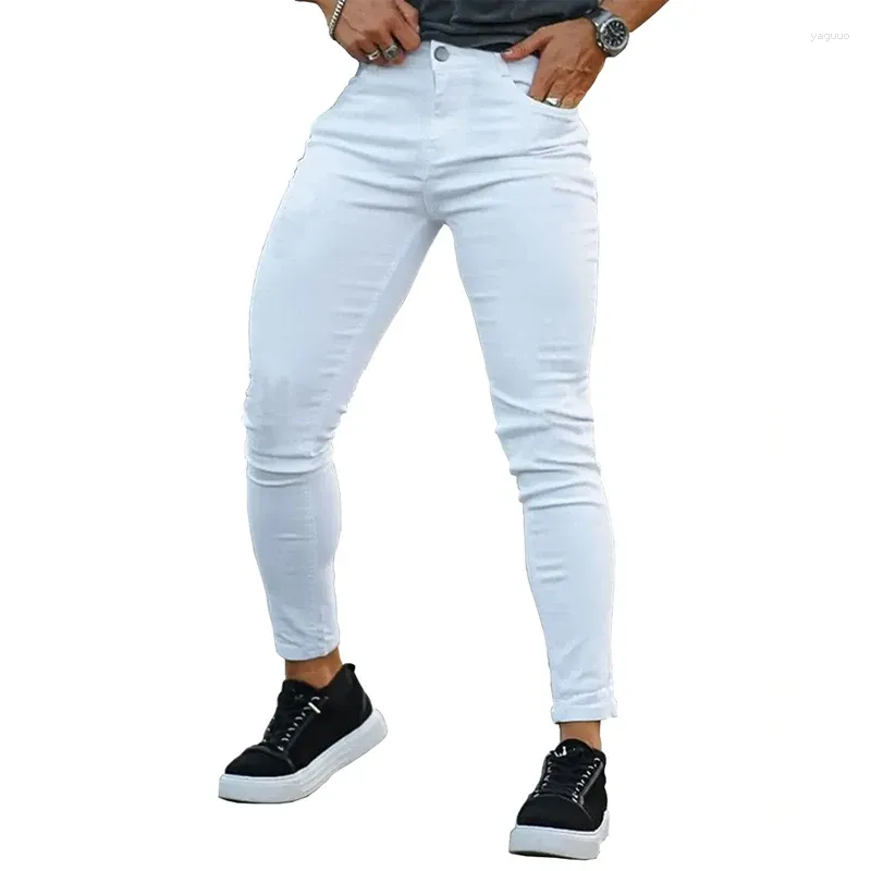 Herenjeans Dropship Custom Label Logo Hoge kwaliteit Y2k rits gescheurde skinny denim broek voor heren streetwear kleding