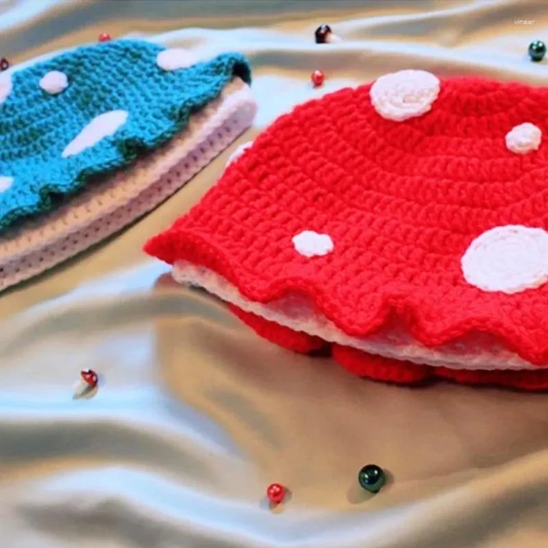 Boinas de malha chapéu engraçado cogumelo de Halloween exclusivo de crochê para festa